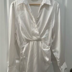 Elegant White Satin Blouse